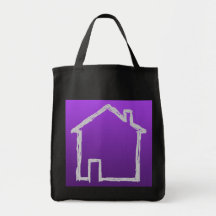 House Sketch. Grey and Purple. Canvas Bag