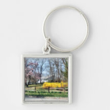 House With Magnolias and Forsythia Keychain