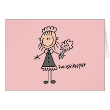 Housekeeper Stick Figure Greeting Cards