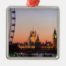 Houses of Parliament & the London Eye Christmas Tree Ornaments