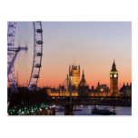Houses of Parliament & the London Eye Postcard