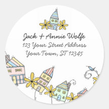 Houses Return Address Labels Stickers