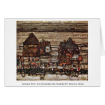 Houses With Clotheslines Or Suburb By Schiele Egon Greeting Cards