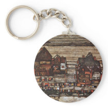 Houses With Clotheslines Or Suburb By Schiele Egon Keychains