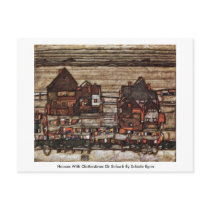 Houses With Clotheslines Or Suburb By Schiele Egon Postcard