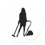 housewife - vacuum cleaner - cleaning round stickers