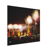 Houston, Texas skyline with fireworks Gallery Wrapped Canvas