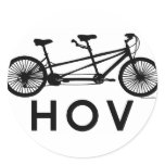 HOV Tandem Bicycle Round Sticker