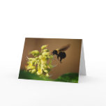 Hovering Bumblebee Watercolor Style Greeting Card