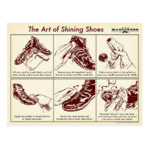 How to Shine Shoes Illustrated Guide Postcard
