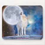HOWLING ARCTIC WOLF & MOON Fantasy Art mousepads