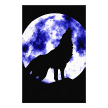 Howling Wolf at Moon Customized Stationery