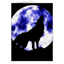 Howling Wolf at Moon Greeting Card