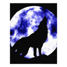 Howling Wolf at Moon Invitation