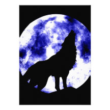 Howling Wolf at Moon Invitation