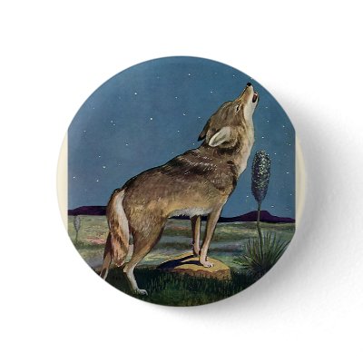 Howling Wolf Pinback Button by Tchotchke