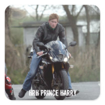 HRH Prince Harry motorbike Square Stickers