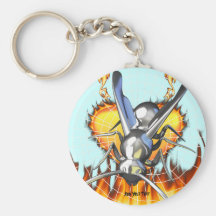 hrome yellow jacket design 2 with fire and web. keychains