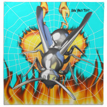 hrome yellow jacket design 2 with fire and web. napkin