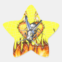 hrome yellow jacket design 2 with fire and web. star stickers