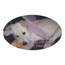 hug n bite labrador pup fairy oval stickers