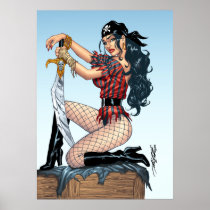 Huge 26x34 Sexy Pirate Girl Pinup Poster by Al Rio