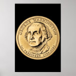 Huge Gold Washington Dollar Coin Print