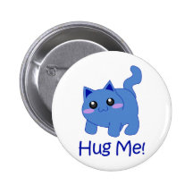 huggable blue kitten pinback button