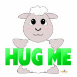 Huggable White Sheep Green Hug Me photo sculptures