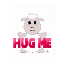 Huggable White Sheep Pink Hug Me Postcards