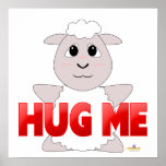 Huggable White Sheep Red Hug Me posters