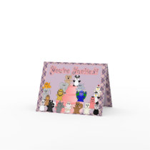 Huggables Pink And Purple Birthday Invitation Card