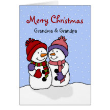 Hugging snowmen Christmas card
