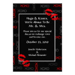 Hugs and Kisses Black Red Wedding Invitations
