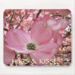 HUGS & KISSES! Mousepad Pink Dogwood Flower Gifts