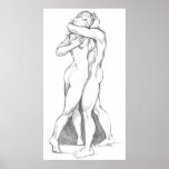 Hugs Poster  - Loving Embrace Figure Study Drawing