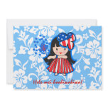 Hula Americana Hula Girl Patriotic Invitations