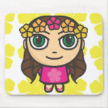 Hula Girl in Pink-Yellow Background Mouse Pad