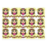 Hula Girl in Pink-Yellow Background  Post Card