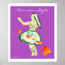 Hula Girl with Hawaiian Islands Chain Customisable Print