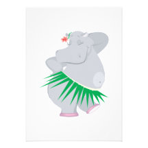 hula hippo personalized invitations