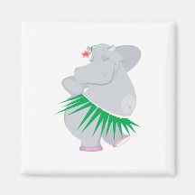 hula hippo refrigerator magnet
