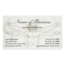Human Anatomy, Vitruvian Man by Leonardo da Vinci Business Card Templates