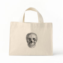 Human skull anatomy sketch drawing tote bag