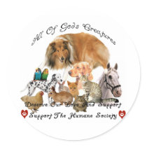 Humane Society All God's Creatures Animal Support Stickers
