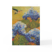 Hummingbird and Blue Hydrangea Greeting Card