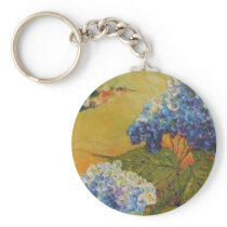 Hummingbird and Blue Hydrangea Key Chains