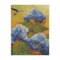 Hummingbird and Blue Hydrangea Post Card