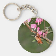 Hummingbird and Flowers Picture Keychain
