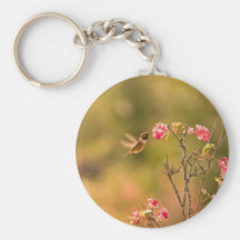 Hummingbird and Pink Flowers Key Chains